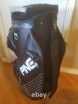 PING Golf DLX Cart Bag 15 way Top Black with White Trim Used GUC