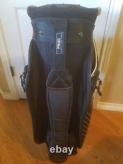 PING Golf DLX Cart Bag 15 way Top Black with White Trim Used GUC