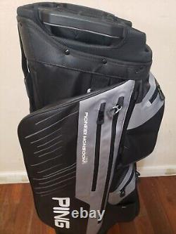 PING PIONEER MONSOON CART GOLF BAG 15-WAY BLACK/WHITE WithRAINCOVER- NEW (no tags)