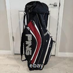 PING Pioneer 15-Way Cart Golf Bag Black/Red/White 417336 Pre-Owned