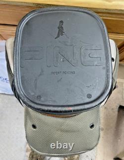 PING Pioneer 15-Way Cart Golf Bag with Putter Slot Orange/ Grey RainCover