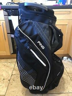 PING Pioneer Golf Cart Bag, Black, 15-Way, Rainhood & Strap, Very Good