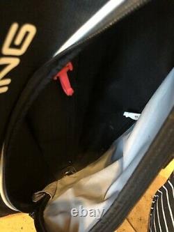 PING Pioneer Golf Cart Bag, Black, 15-Way, Rainhood & Strap, Very Good