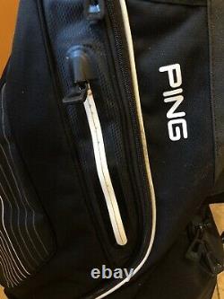 PING Pioneer Golf Cart Bag, Black, 15-Way, Rainhood & Strap, Very Good