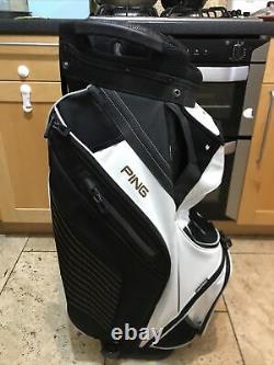 PING Pioneer Golf Cart Bag, Black/White, 15-Way, Strap, A1 condition, hood, 9/10