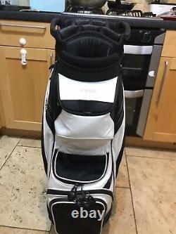 PING Pioneer Golf Cart Bag, Black/White, 15-Way, Strap, A1 condition, hood, 9/10