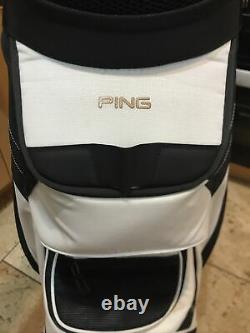 PING Pioneer Golf Cart Bag, Black/White, 15-Way, Strap, A1 condition, hood, 9/10