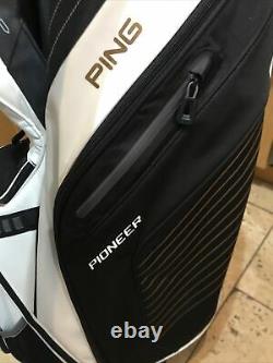 PING Pioneer Golf Cart Bag, Black/White, 15-Way, Strap, A1 condition, hood, 9/10