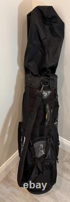 PING RETRO Golf Cart Bag 7 Way Divider Black With White Lettering Rain Hood Used