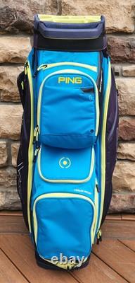 PING Traverse 191 Golf Cart Bag 14 Way Cooler Bag Blue/Turquoise W Rain Cover