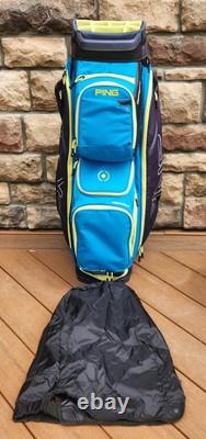 PING Traverse 191 Golf Cart Bag 14 Way Cooler Bag Blue/Turquoise W Rain Cover