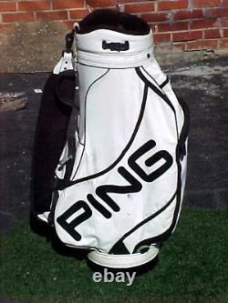 PING White w Black 9 1/2 Staff Cart Golf Club Bag with Snap-on Cover