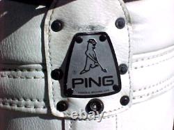 PING White w Black 9 1/2 Staff Cart Golf Club Bag with Snap-on Cover