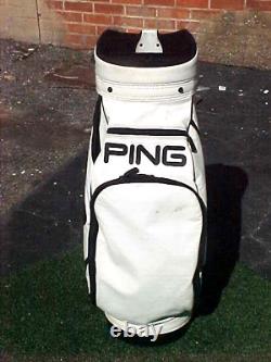 PING White w Black 9 1/2 Staff Cart Golf Club Bag with Snap-on Cover