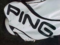 PING White w Black 9 1/2 Staff Cart Golf Club Bag with Snap-on Cover