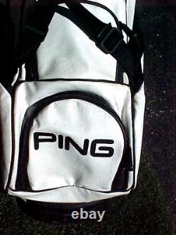 PING White w Black 9 1/2 Staff Cart Golf Club Bag with Snap-on Cover