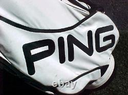 PING White w Black 9 1/2 Staff Cart Golf Club Bag with Snap-on Cover