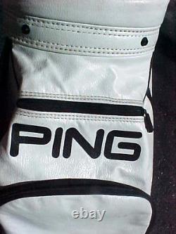 PING White w Black 9 1/2 Staff Cart Golf Club Bag with Snap-on Cover