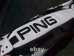 PING White w Black 9 1/2 Staff Cart Golf Club Bag with Snap-on Cover