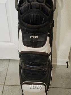 PING golf bag DLX Black & White 15 Way divider Cart Bag self standing with strap