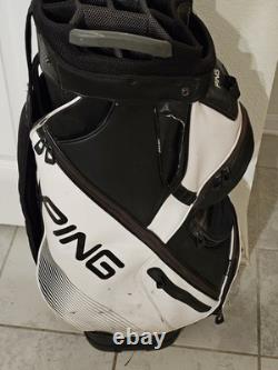 PING golf bag DLX Black & White 15 Way divider Cart Bag self standing with strap