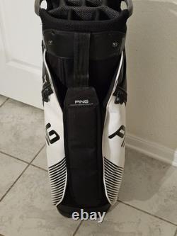 PING golf bag DLX Black & White 15 Way divider Cart Bag self standing with strap