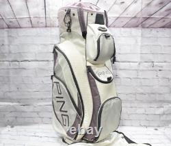 Ping Golf Cart Bag 14 Way Divider Womens Pink & Cream With Rain Cover