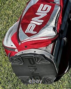 Ping Pioneer LC Golf Cart Bag 14-Way Divider Red Gray Umbrella Sleeve Rain Cover