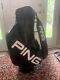 Ping Staff Golf Cart Bag 6-way Leather / Faux Leather 3 Pt Strap Rain Cover Euc