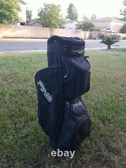 Ping Traverse Cart Bag 14 Way Divider Cooler Pouch All Black Bag Great Condition