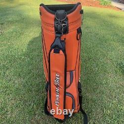 Power Bilt Leather Golf Bag Orange 6 Way Cart Club