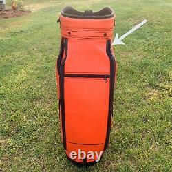 Power Bilt Leather Golf Bag Orange 6 Way Cart Club