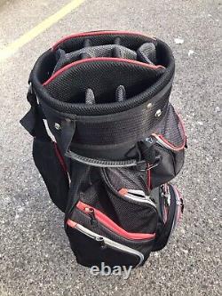 Powerbilt TPS Golf Cart Bag Black Red 14Way CL Dividers 9 Zip Pock Strap RainCov