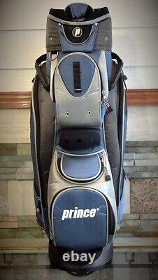 Prince Golf Cart Bag NEW 13 Dividers 9 Compartments Blue Grey with Rain Cover