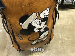 RARE Belding Sports DISNEY MICKEY MOUSE Leather GOLF BAG 9 Brown Blue White 90s