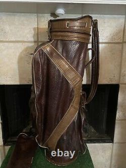 Ram Golf Genuine Kangaroo Leather Vintage Cart 9 Top Golf Bag & Matching Cover