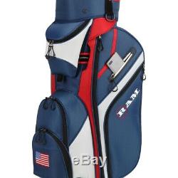 Ram Golf Premium Cart Bag with 14 Way Molded Organizer Divider Top USA Flag
