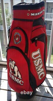 Rare Team Golf Cart Bag U. S. Marine Corp USMC 14-Dividers Red Hard To Find