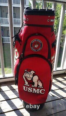 Rare Team Golf Cart Bag U. S. Marine Corp USMC 14-Dividers Red Hard To Find