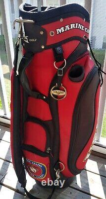 Rare Team Golf Cart Bag U. S. Marine Corp USMC 14-Dividers Red Hard To Find