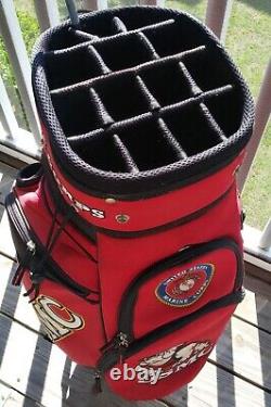 Rare Team Golf Cart Bag U. S. Marine Corp USMC 14-Dividers Red Hard To Find