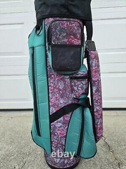 Rare VTG MacGregor Golf Cart Bag Floral Pink Purple Green With Rain Hood 13-Way