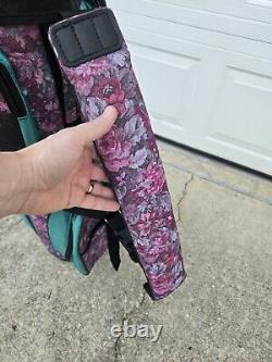 Rare VTG MacGregor Golf Cart Bag Floral Pink Purple Green With Rain Hood 13-Way