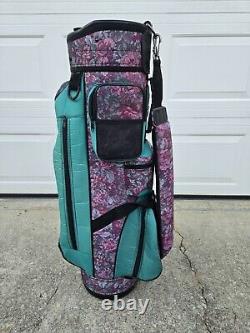 Rare VTG MacGregor Golf Cart Bag Floral Pink Purple Green With Rain Hood 13-Way