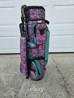 Rare VTG MacGregor Golf Cart Bag Floral Pink Purple Green With Rain Hood 13-Way