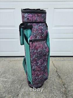 Rare VTG MacGregor Golf Cart Bag Floral Pink Purple Green With Rain Hood 13-Way