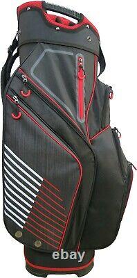 Rife Golf Premium Black Red Gray Cart Bag 10 inch 14-way Friendly Separator Top