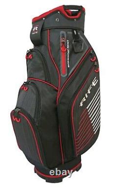 Rife Golf Premium Black Red Gray Cart Bag 10 inch 14-way Friendly Separator Top