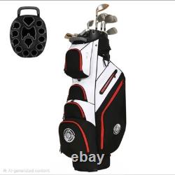 Shopsource 14-Way T-Lock Golf Cart Bag With Full-Length Dividers & Rain Hood