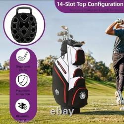 Shopsource 14-Way T-Lock Golf Cart Bag With Full-Length Dividers & Rain Hood